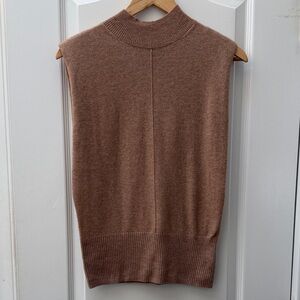Rachel Zoe camel tan cashmere Mockneck Sleeveless Top sweater S
